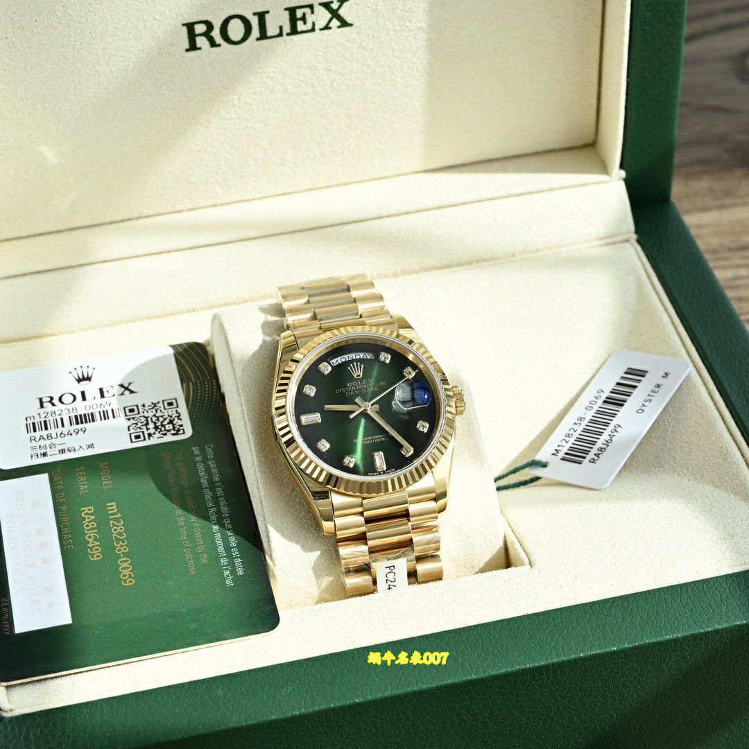  Video review  Ultra-high-end  Gold-plated Rolex Day-Date 绿松石m128238-0071 watches  / R1037