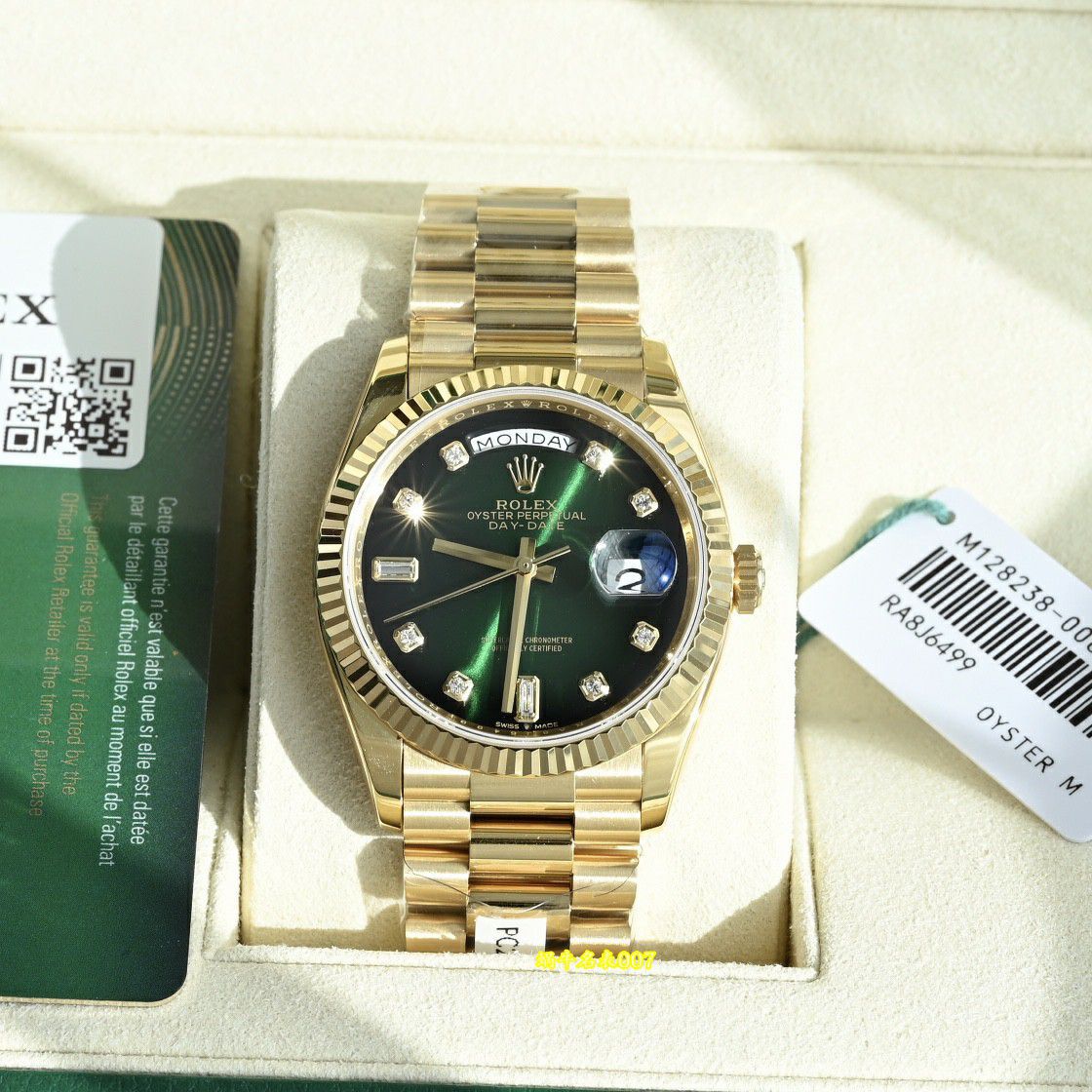  Video review  Ultra-high-end  Gold-plated Rolex Day-Date 绿松石m128238-0071 watches  / R1037
