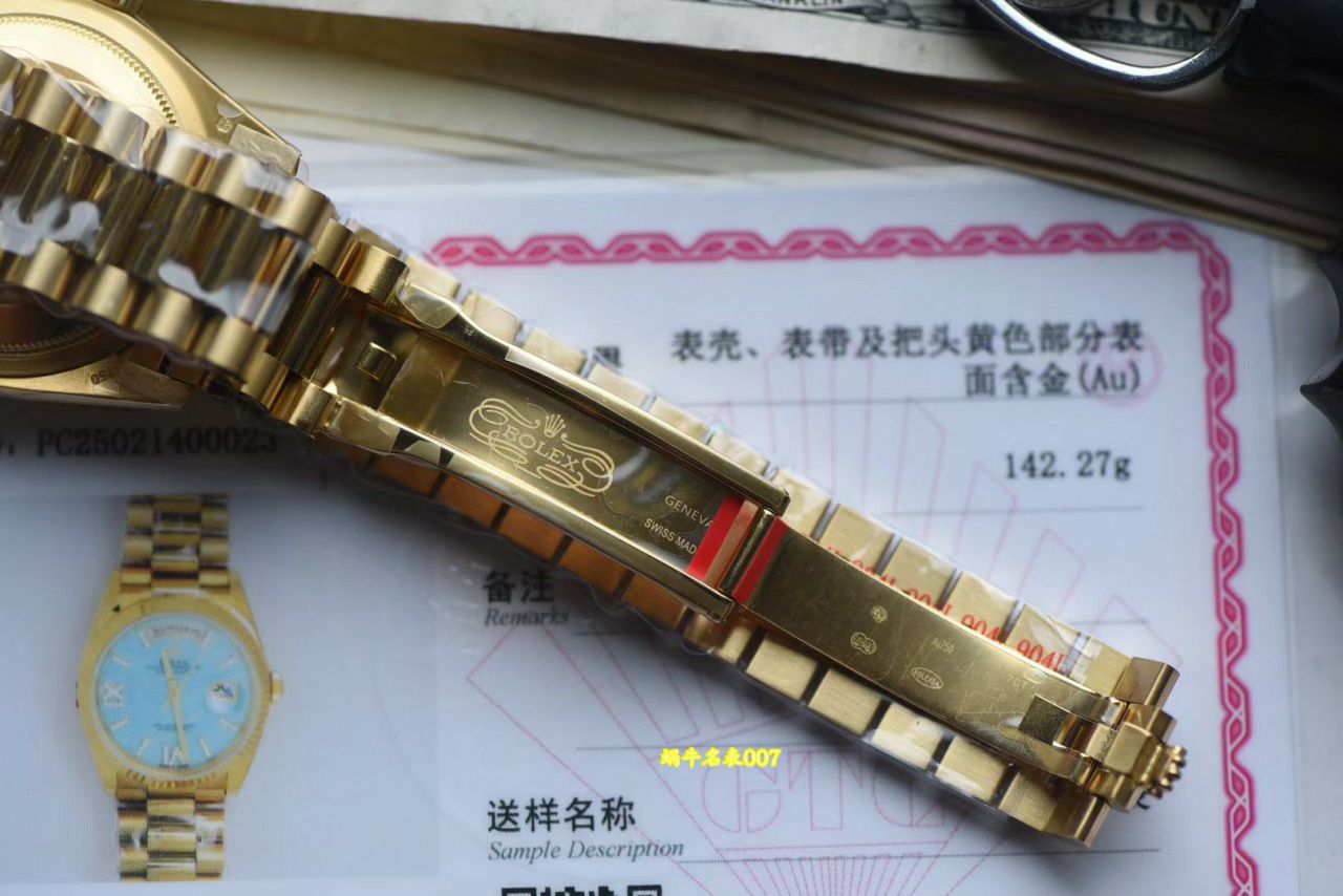  Video review  Ultra-high-end  Gold-plated Rolex Day-Date 绿松石m128238-0071 watches  / R1037