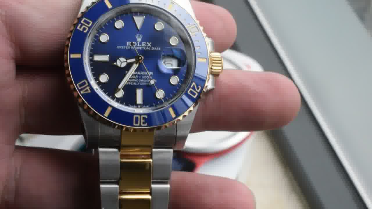 视频评测VS厂V2配重170克+劳力士潜航者型间金蓝水鬼顶级复刻m126613lb-0002腕表 /  