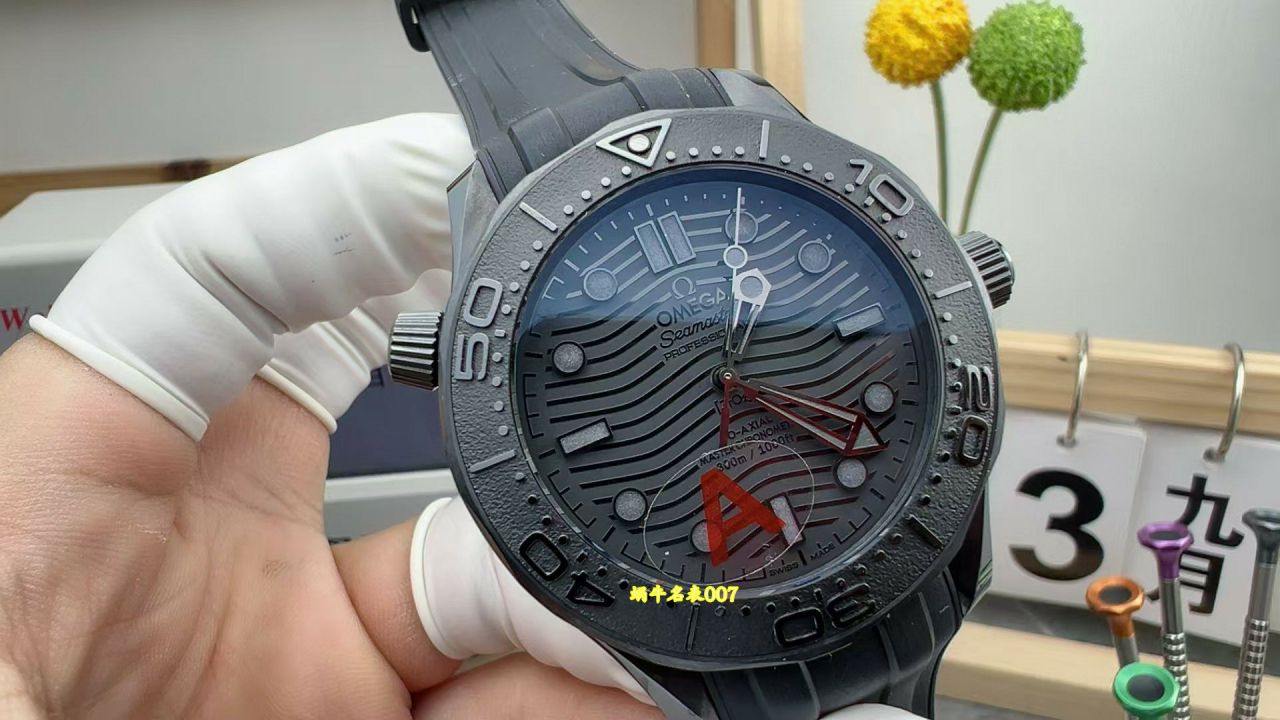 视频评测VS厂V4墨黑欧米茄海马复刻高仿手表210.92.44.20.01.003腕表 /  