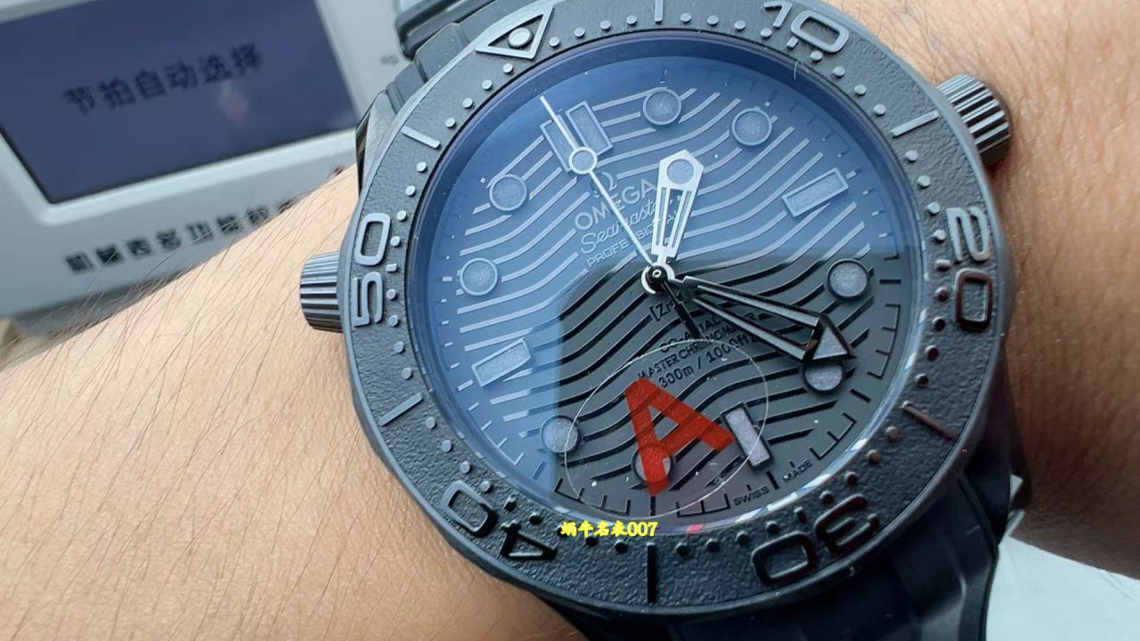 视频评测VS厂V4墨黑欧米茄海马复刻高仿手表210.92.44.20.01.003腕表 /  