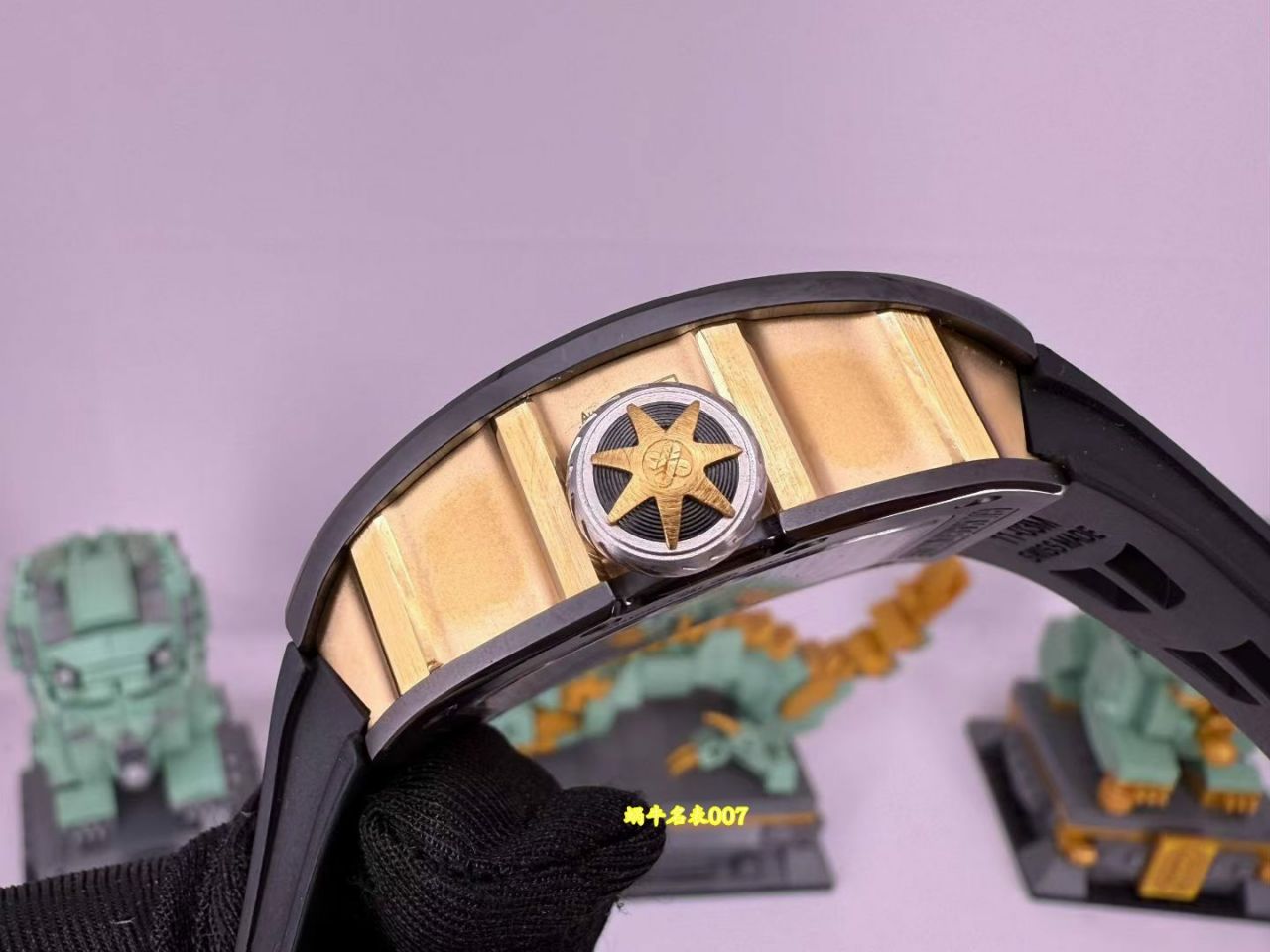 高端订制Richard Mille RM 47 rm047 18k真金包金黑陶瓷原装数据壳套复刻手表 