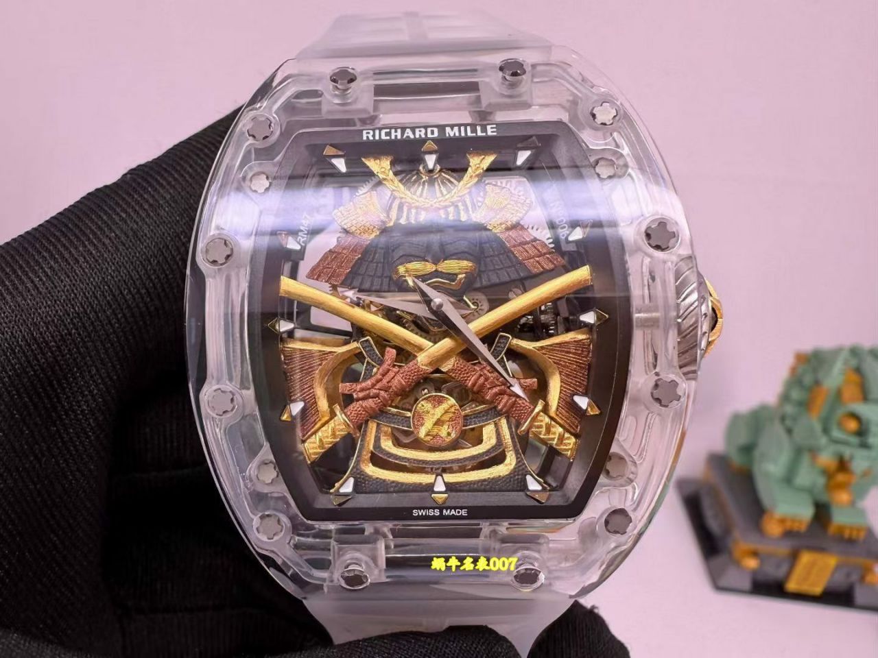 高端订制Richard Mille RM 47 rm047 18k真金包金黑陶瓷原装数据壳套复刻手表 