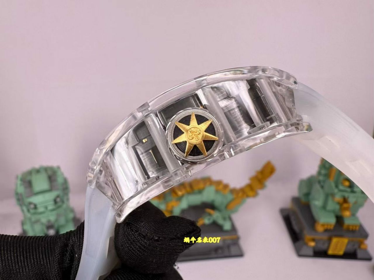 高端订制Richard Mille RM 47 rm047 18k真金包金黑陶瓷原装数据壳套复刻手表 