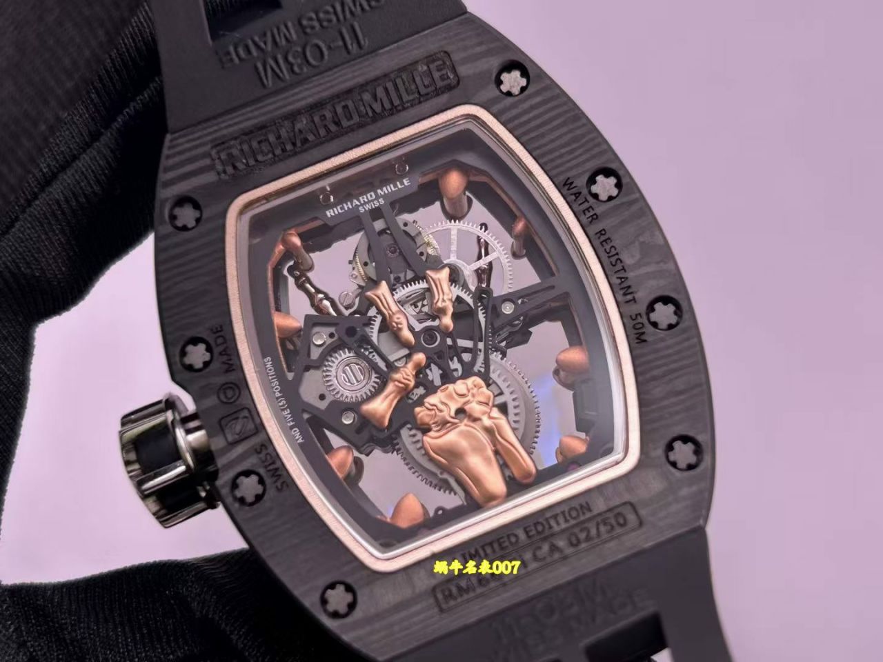 理查德米尔rm066金手指陀飞轮 高端私人定制 发货实拍 碳纤维 蓝宝水晶都可以定制 