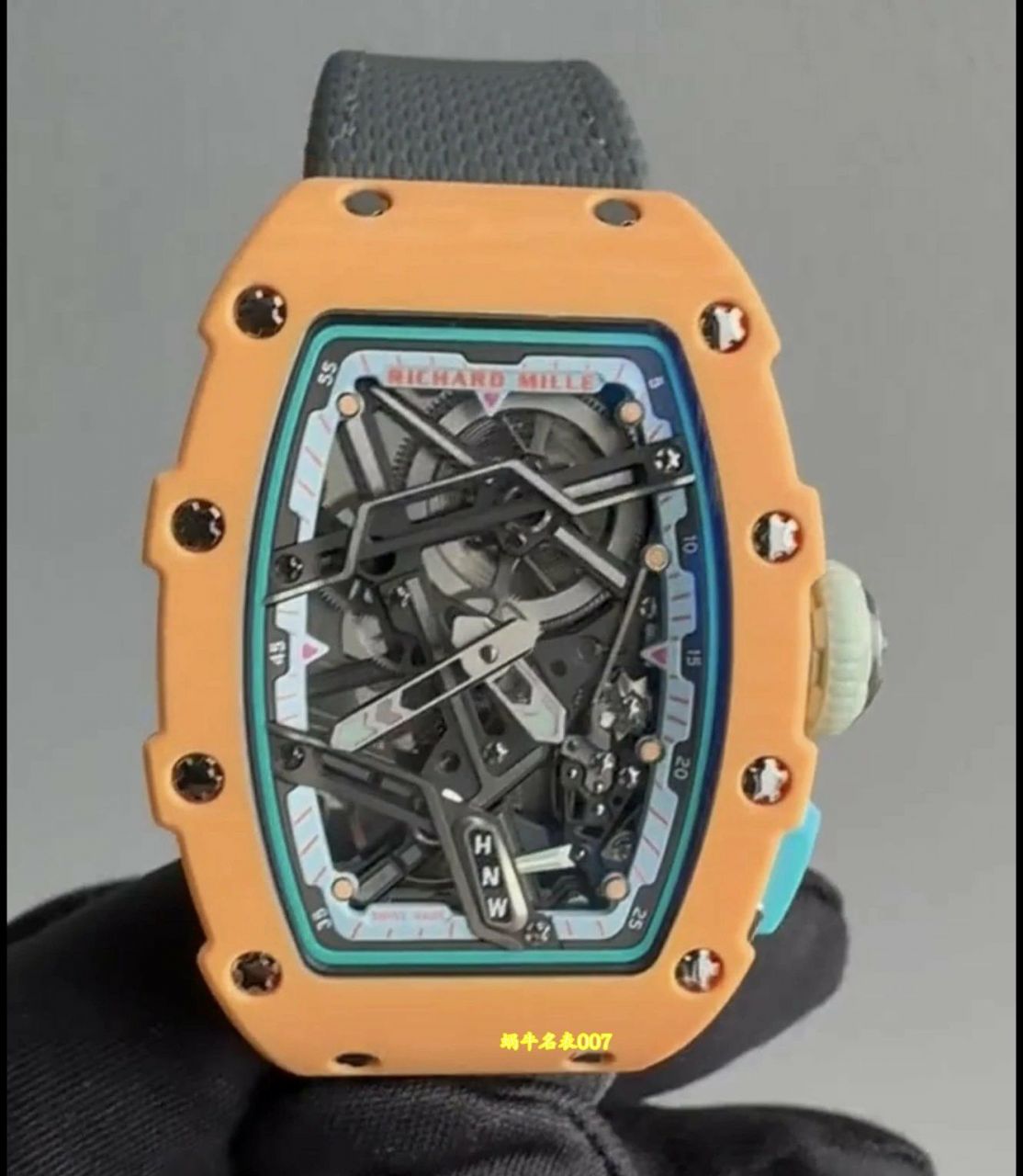 高端定制Richard Mille女士系列RM07-04 SALMON-PINK顶级复刻腕表 