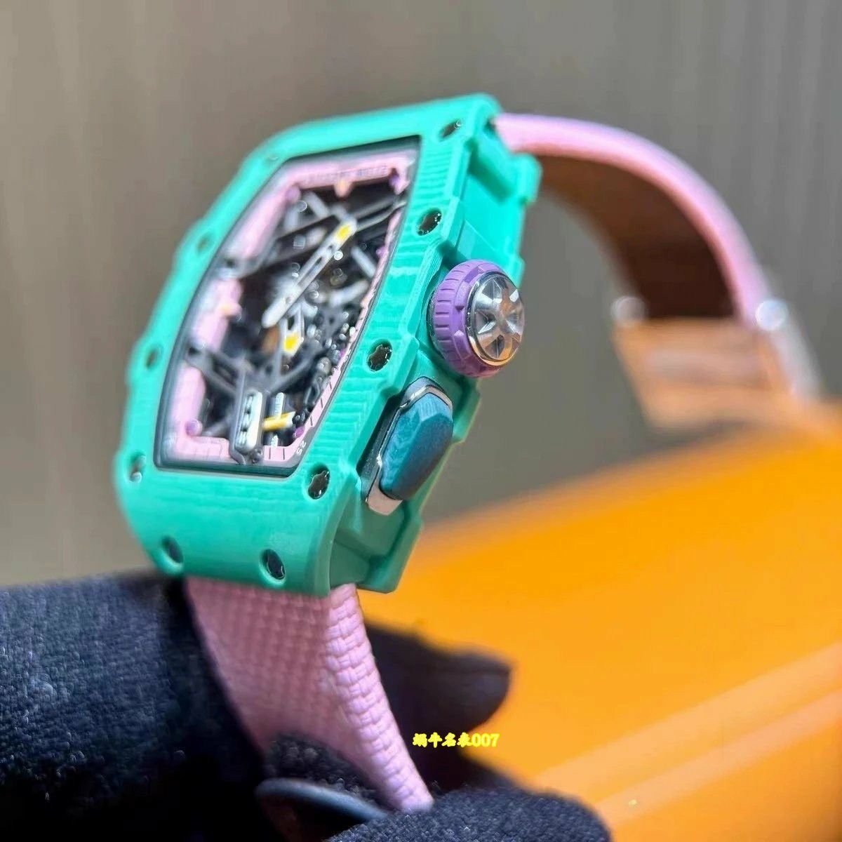 高端定制Richard Mille女士系列RM07-04 SALMON-PINK顶级复刻腕表 