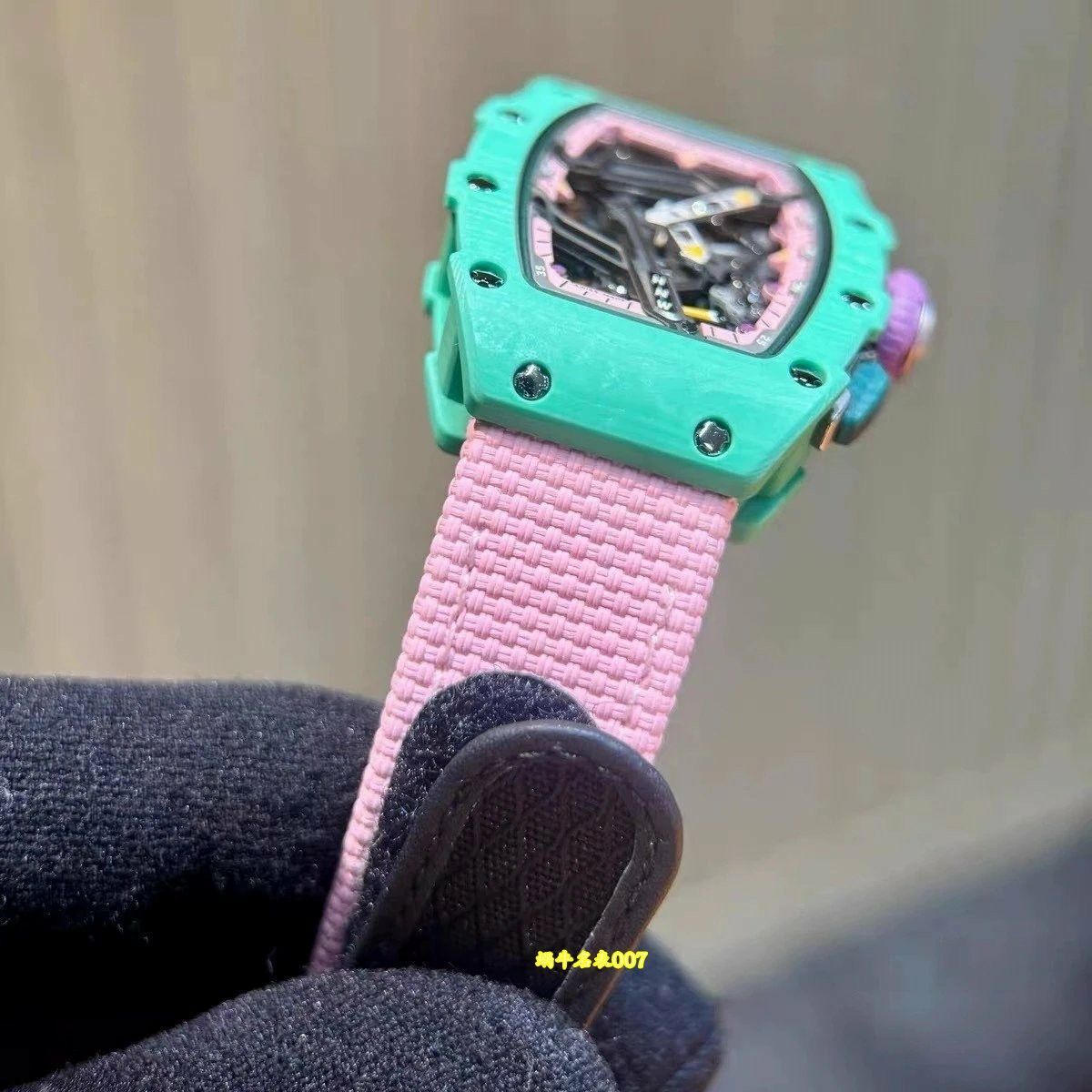 高端定制Richard Mille女士系列RM07-04 SALMON-PINK顶级复刻腕表 