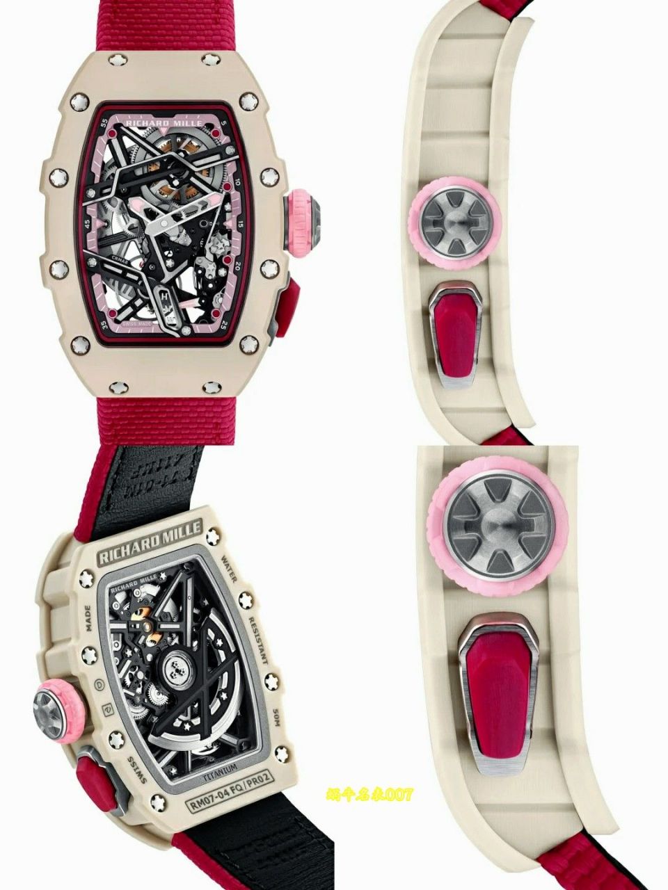 高端定制Richard Mille女士系列RM07-04 SALMON-PINK顶级复刻腕表 